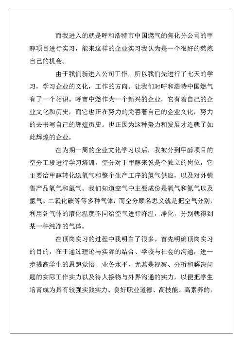 2022年学生顶岗实习个人总结500字