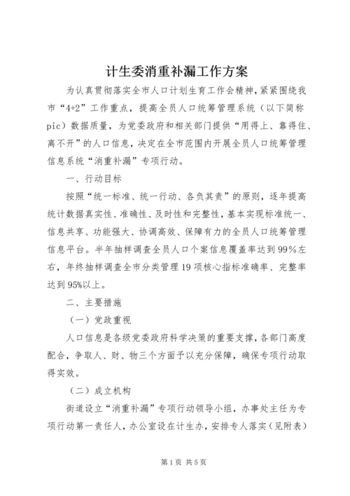 计生委消重补漏工作方案.docx