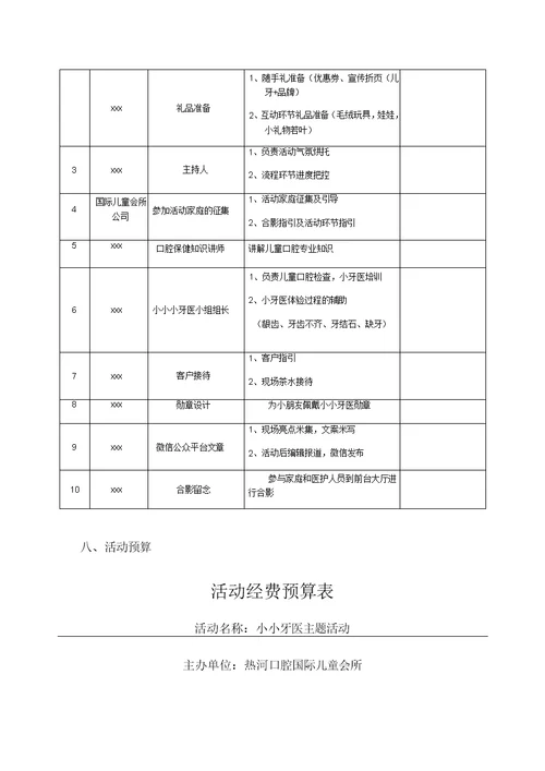 曲悠远小小牙医活动方案