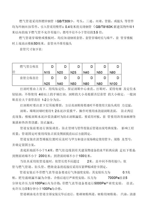 天然气工程施工组织方案户内