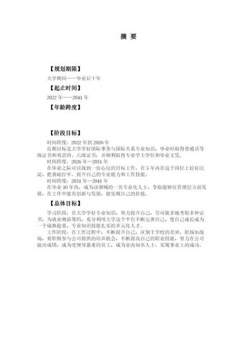 14页6100字国际事务与国际关系专业职业生涯规划.docx