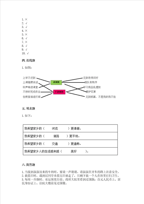 部编版二年级上册道德与法治期末测试卷实验班