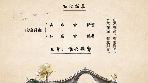 水墨简约中国风八年级语文陋室铭课件PPT模板语文课件