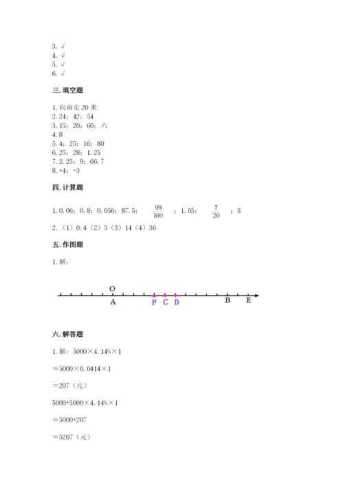 大悟县六年级下册数学期末测试卷精品带答案.docx