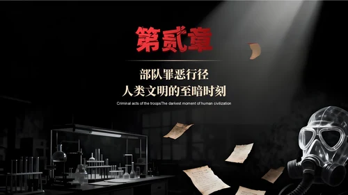 黑红色复古风731部队介绍PPT模板