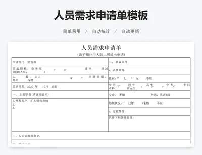 人员需求申请单模板