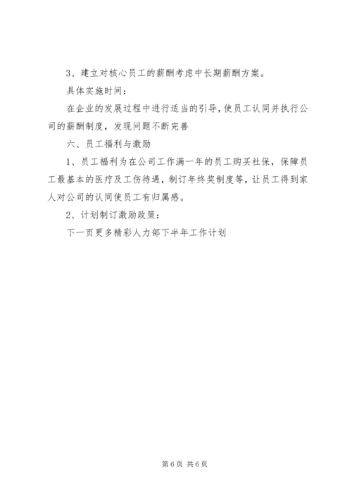 人力部下半年工作计划.docx