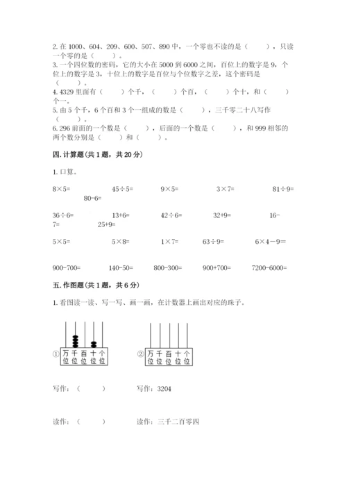 苏教版二年级下册数学第四单元 认识万以内的数 测试卷1套.docx