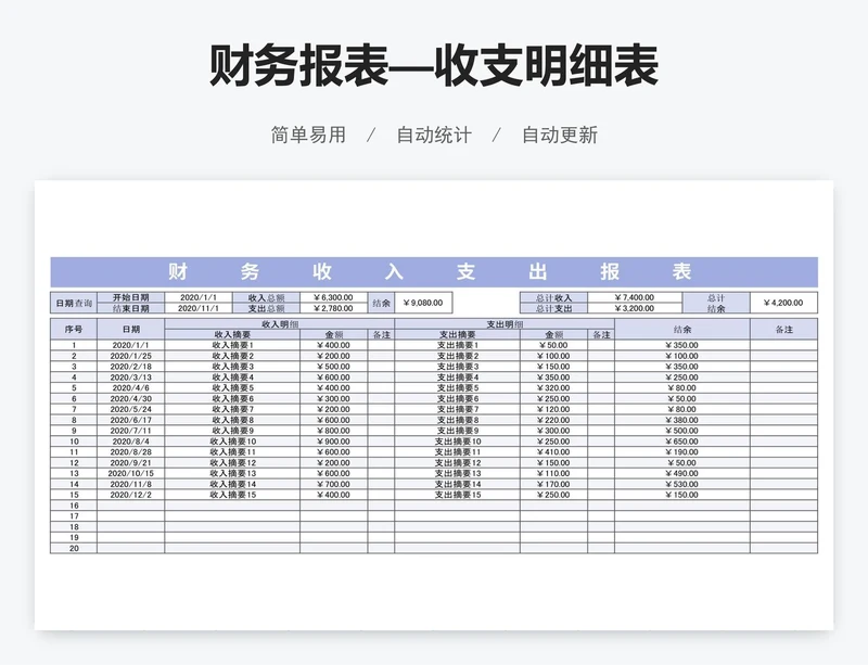 财务报表—收支明细表