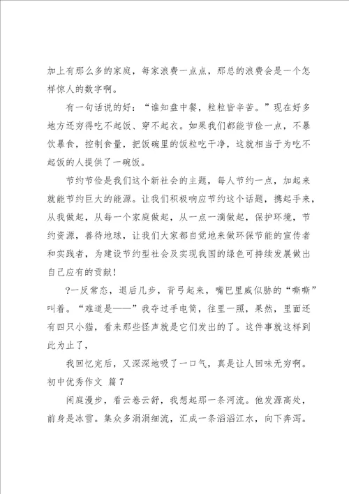 实用的初中优秀作文集锦7篇