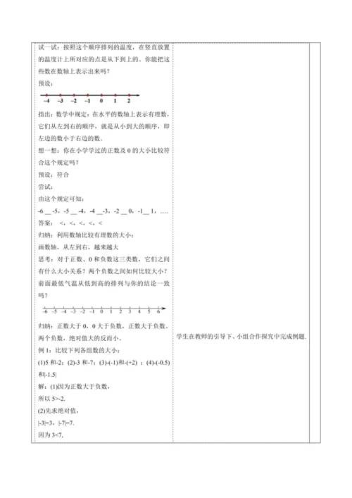 1.2.5 有理数的大小比较-教案