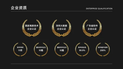 商务风黑色企业荣誉单页8项PPT内容页