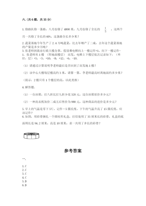 苏教版六年级数学小升初试卷带答案（夺分金卷）.docx
