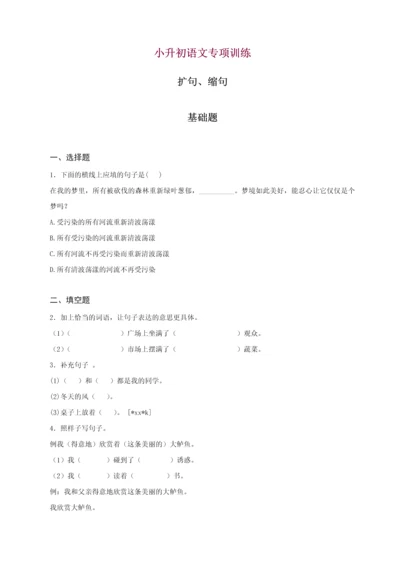 2023年小升初语文知识专项训练基础知识二扩句缩句.docx