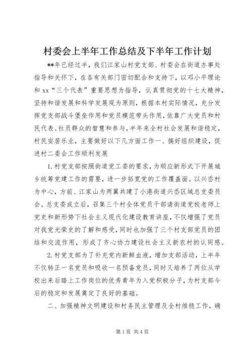 村委会上半年工作总结及下半年工作计划.docx