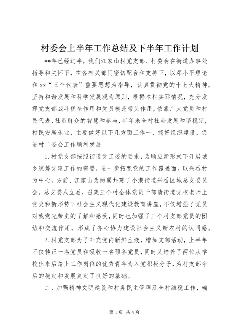 村委会上半年工作总结及下半年工作计划.docx
