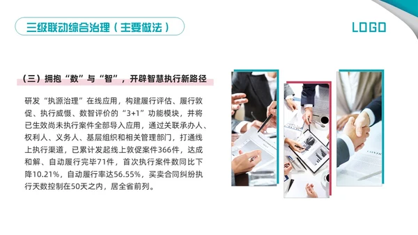 粉蓝简约三级联动工作机制PPT模板宣传PPT动态PPT沟通