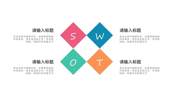 多色SWOT图示PPT模板
