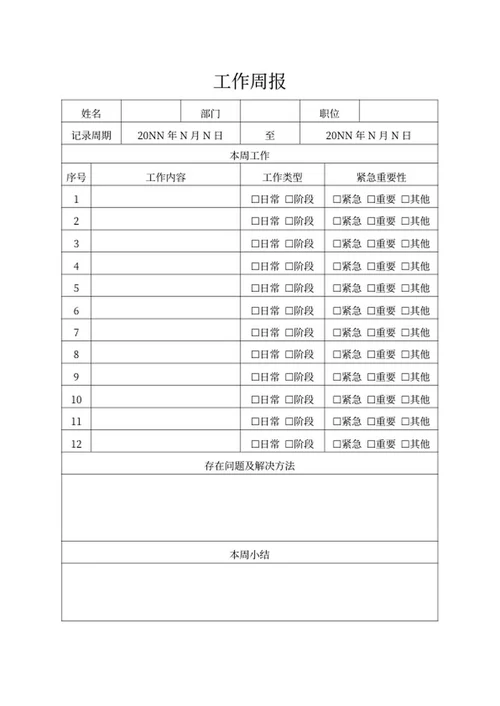 部门员工周报word模板