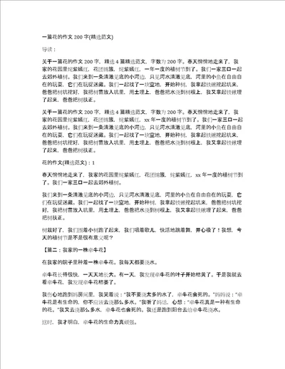 一篇花的作文200字精选范文