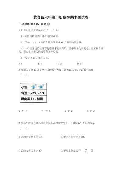 蒙自县六年级下册数学期末测试卷精选.docx