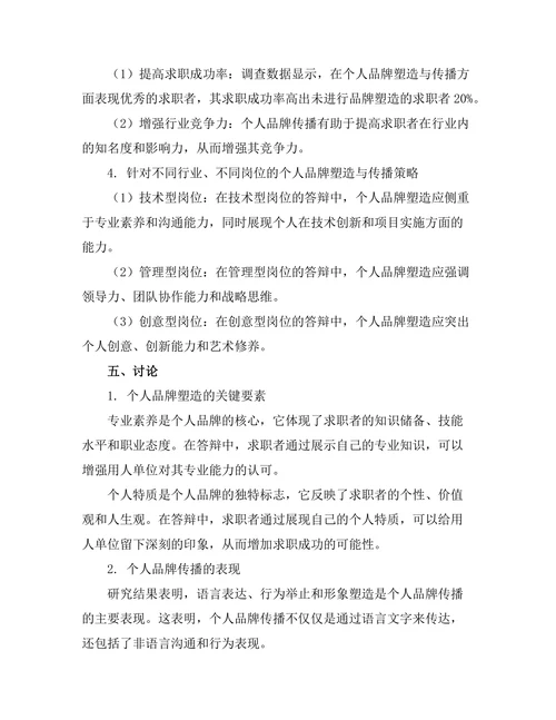 答辩中的个人品牌塑造与传播