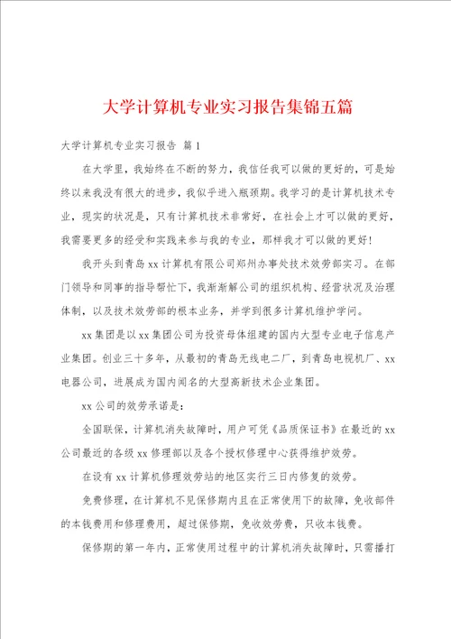 大学计算机专业实习报告集锦五篇