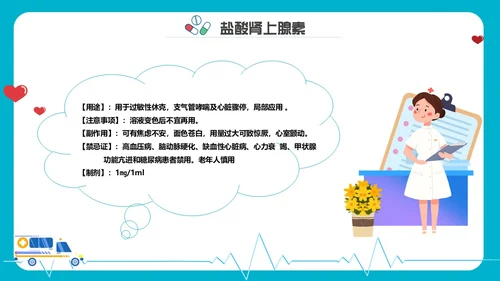 卡通内容型抢救车急救药品PPT课件急救知识