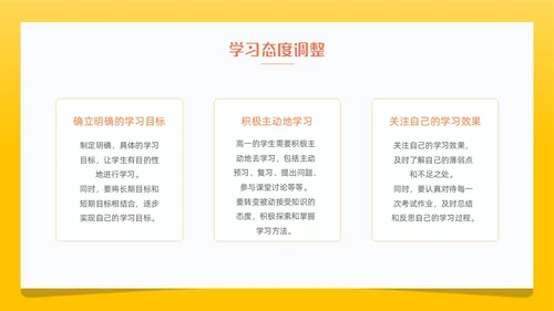 黄色简约卡通插画高一期中家长会动态PPT