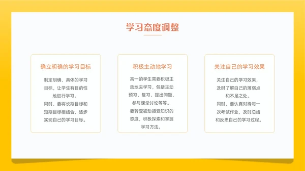 黄色简约卡通插画高一期中家长会动态PPT