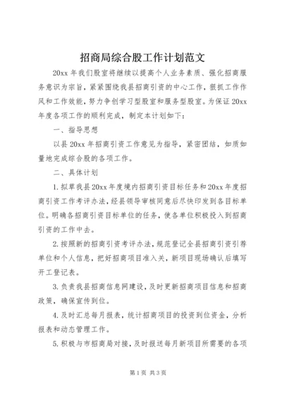 招商局综合股工作计划范文.docx