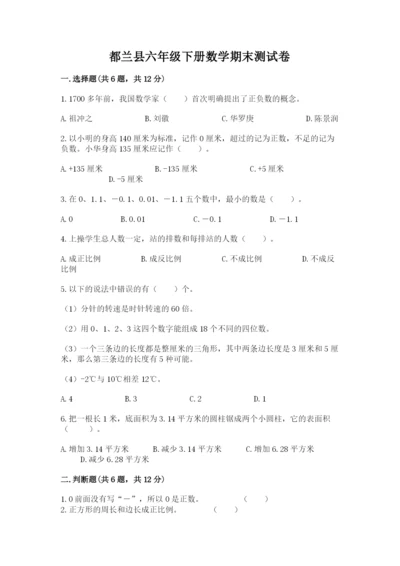 都兰县六年级下册数学期末测试卷（b卷）.docx