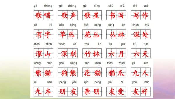 部编版二年级语文上册第二单元复习  课件
