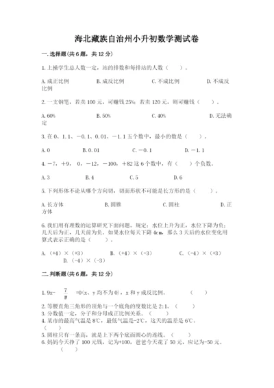 海北藏族自治州小升初数学测试卷精选.docx