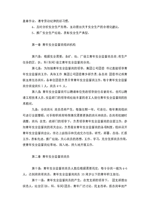 最新整理青年安全监督岗工作条例
