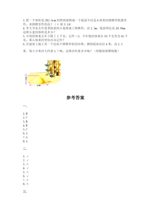 人教版数学小升初模拟试卷附完整答案（考点梳理）.docx