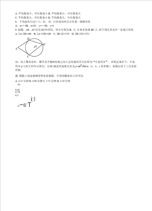 福建省莆田市2019年质检数学卷及答案