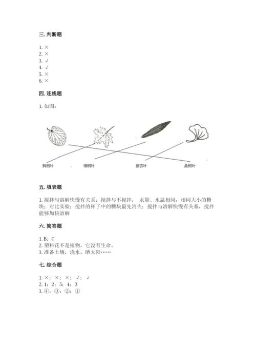 教科版科学一年级上册第一单元《植物》测试卷带答案（突破训练）.docx