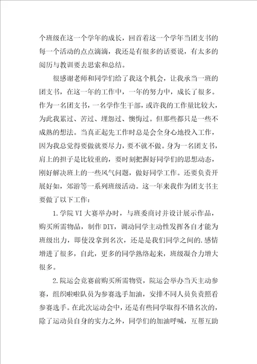 团支部个人工作总结2