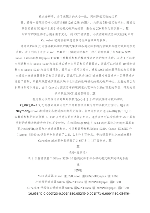 非抽样Contourlet变换去噪滤波器设计的源相机识别.docx