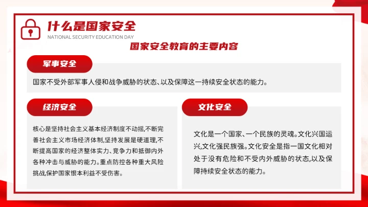 红色党政风国家安全你我有责全民国家安全教育日介绍宣传PPT模板