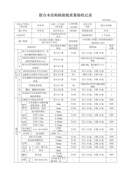 胶合木结构检验批质量验收记录.docx