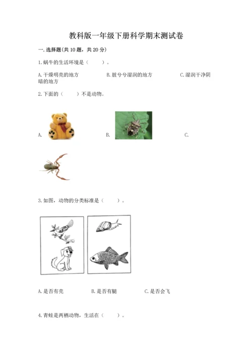 教科版一年级下册科学期末测试卷一套.docx