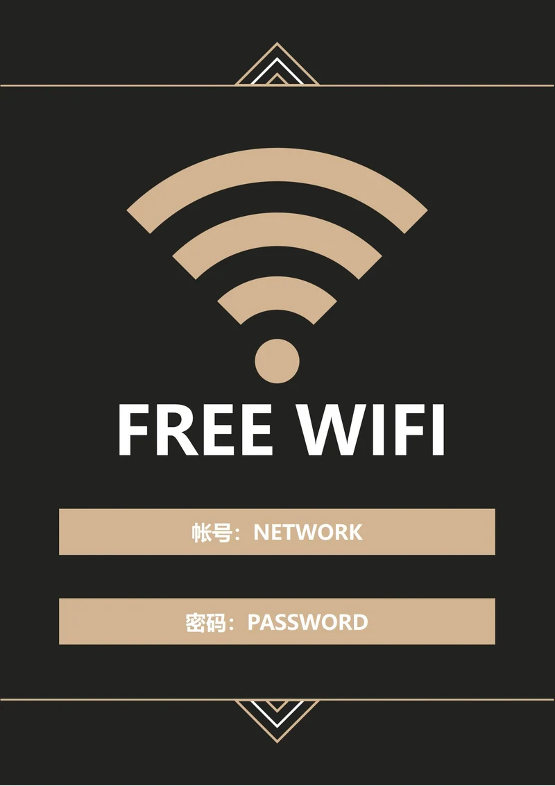 WiFi帐号密码标识(A4打印)
