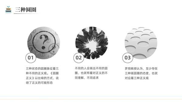 简约黑白圆圈正义读书分享会PPT课件