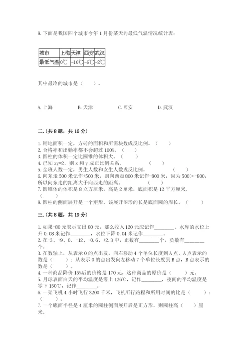 人教版数学六年级下册试题期末模拟检测卷精品（典优）.docx