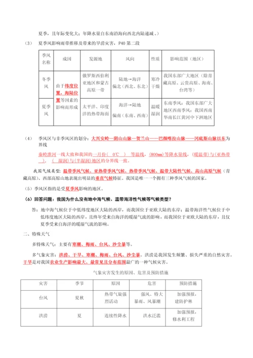 2017湘教版最新八年级上册地理复习要点汇总.docx