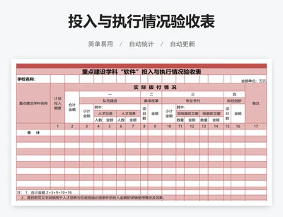 投入与执行情况验收表