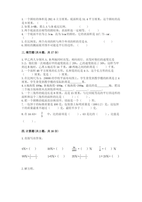 北京市西城区六年级下册数学期末测试卷含答案（轻巧夺冠）.docx