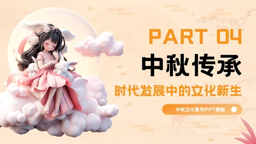 橙色立体风中秋文化探秘PPT模板